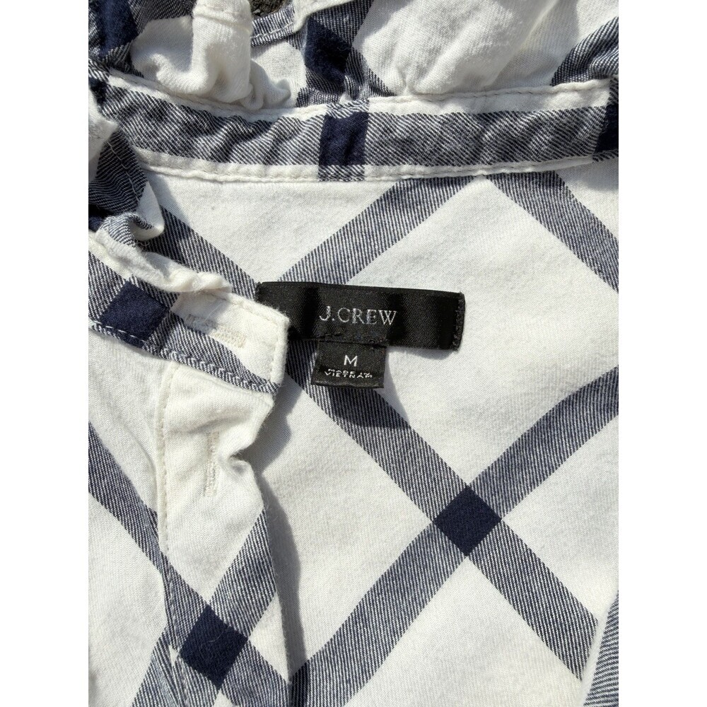 Jcrew Black Label Medium Flannel Blouse Navy White - Picture 2 of 8